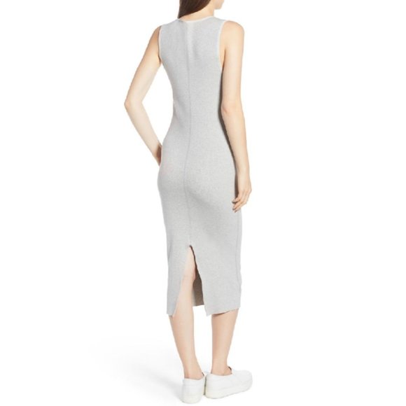 Standard James Perse Light Grey Binding Fitted Rib Dress Women's Size XL - Picture 4 of 10